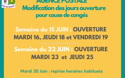 MODIFICATION Jours Ouverture APC > congés 