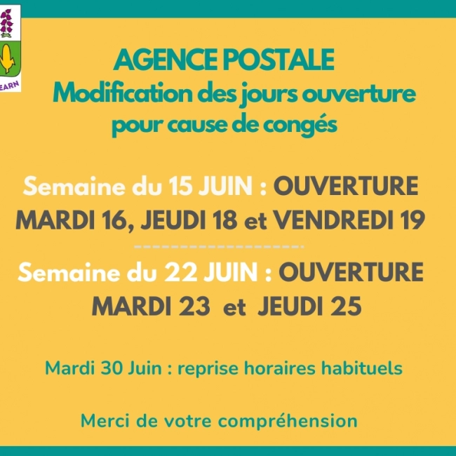 MODIFICATION Jours Ouverture APC > congés 