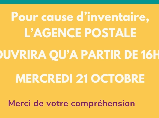 Modification ouverture Agence Postale