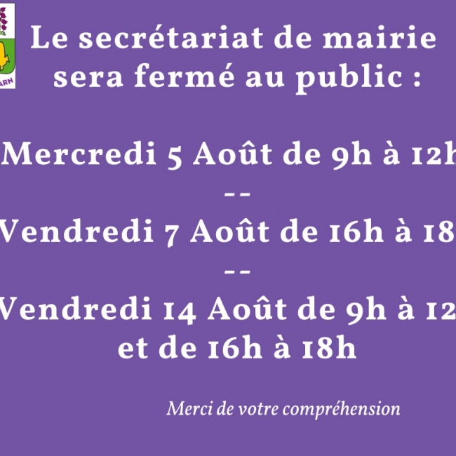 Fermeture Mairie 14 Août