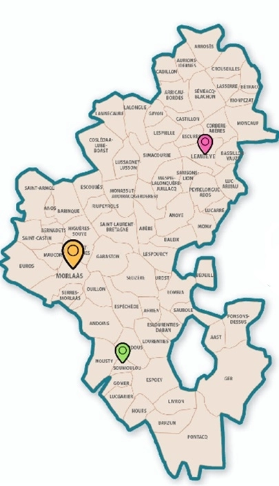 Carte des 73 communes de la CCNEB